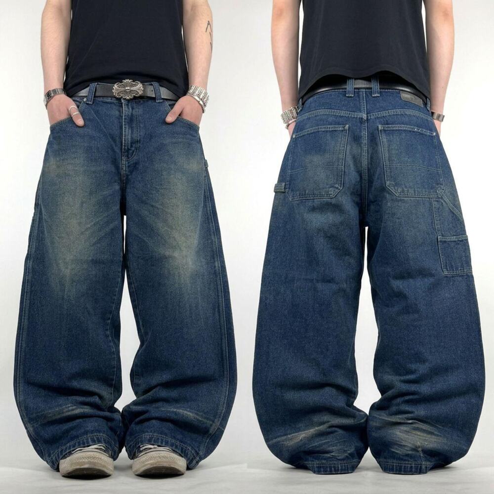 Vintage y2k faded grunge archive stonewash embroidered baggy jeans